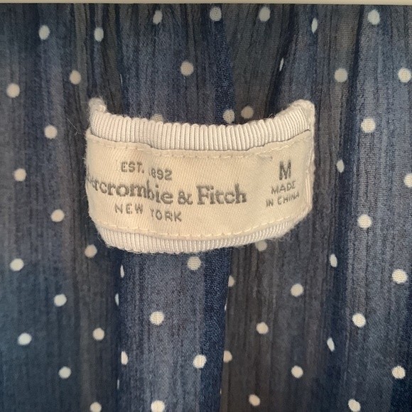 Abercrombie & Fitch Navy and White Polka Dot Top Medium - Picture 2 of 9